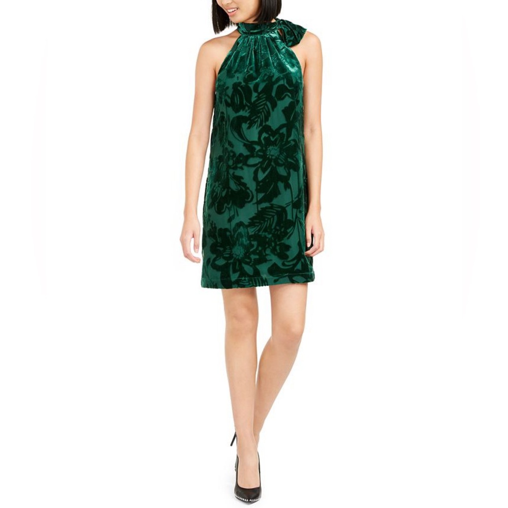 Trina Turk Women's Wish Velvet Burnout Shift Dress Green - Picture 1 of 8